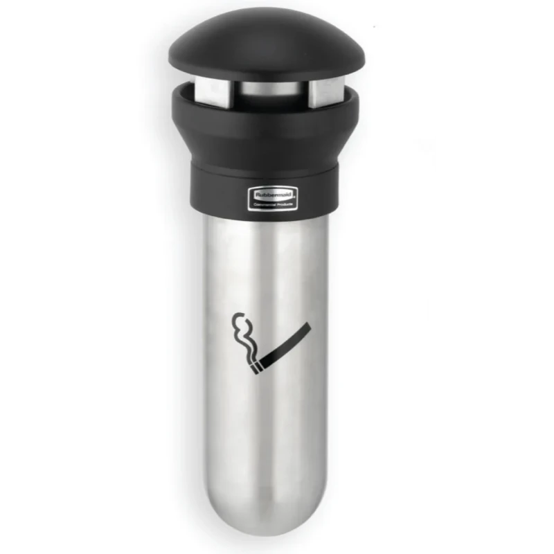 Rubbermaid Commercial Products Black Stainless Steel Wall Cigarette Bin 190.5mm x 457.2mm x 295.4mm FG9W3200SSBLA
