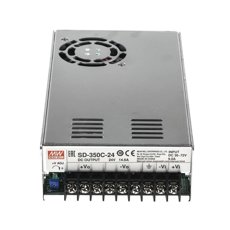 MEAN WELL SD-350 Single Output Regulated Isolated DC/DC Converter 24V DC Output 350.4W 72V DC Max Input SD-350C-24