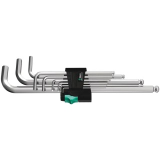 Wera 9 Piece L Metric Hex Key Set Chrome Finish Hex Size 1.5 to 10 mm 05022087001
