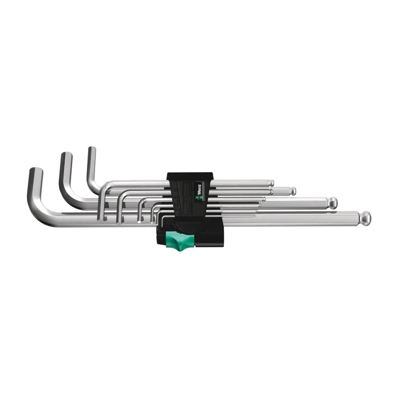 Wera 9 Piece L Metric Hex Key Set Chrome Finish Hex Size 1.5 to 10 mm 05022087001