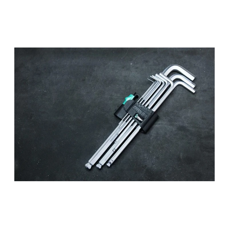 Wera 9 Piece L Metric Hex Key Set Chrome Finish Hex Size 1.5 to 10 mm 05022087001