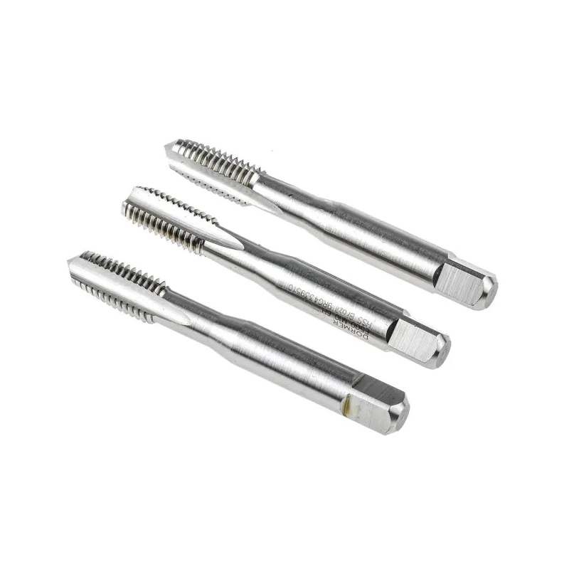 Dormer Machine Tap Set, M10 Thread Size, Straight Flute, HSS Material, 3 Pieces, Overall Length 80mm, Shank E500M10NO6