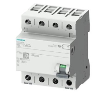Siemens Residual Current Circuit Breaker SENTRON 5SV3746-5 63A 4-Pole 500 mA Type B 0.8 kA 400V AC