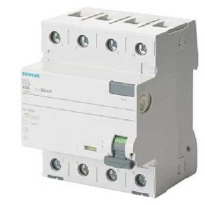 Siemens SENTRON 5SV3xxx Series Residual Current Circuit Breaker 63A 4-Pole Type A 1000mA 0.8 kA 400V ac 5SV3846-8