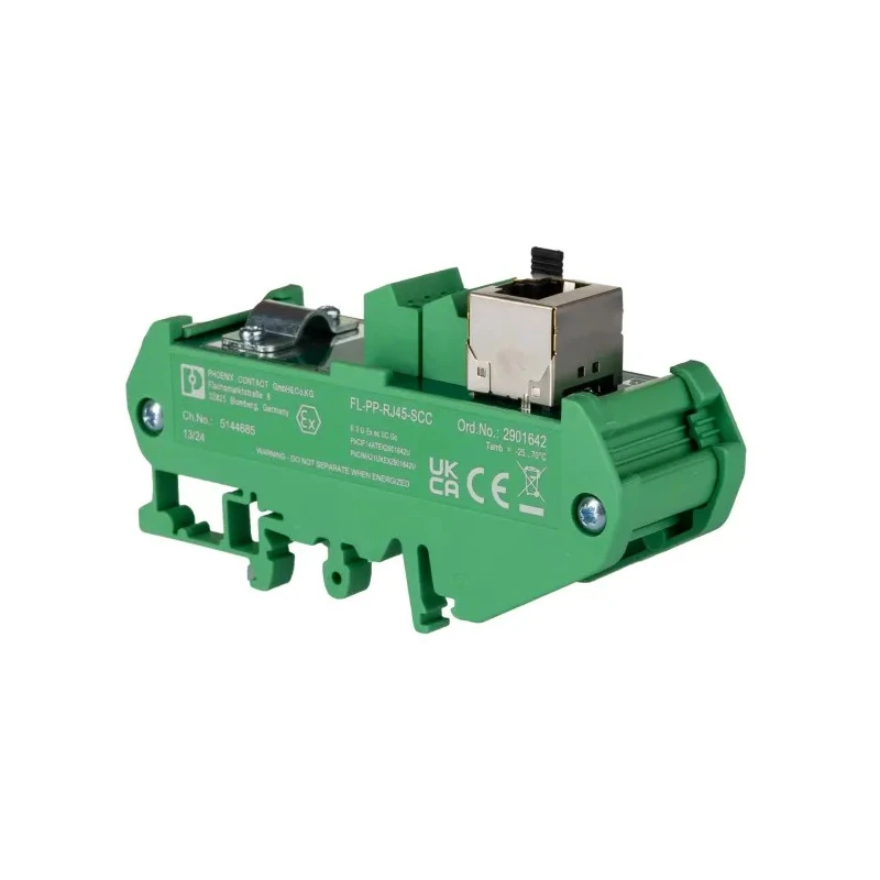 Phoenix Contact FL-PP-RJ45-SCC Series Cat5e 1 Port Shielded RJ45 Patch Panel Green 90mm Rack Height 2901642