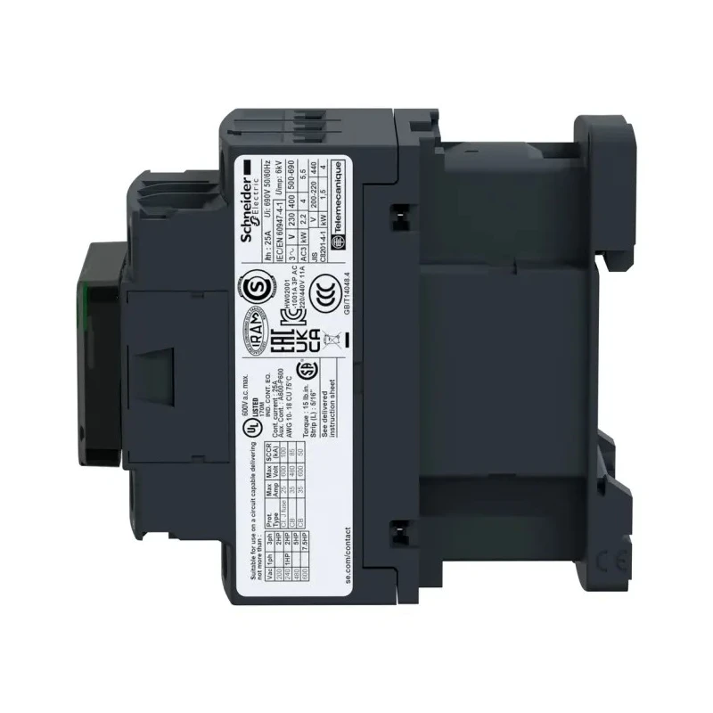 Schneider Electric 3-Pole 12 A 5.5 kW 690V AC Contactor with 12V DC Coil LC1D