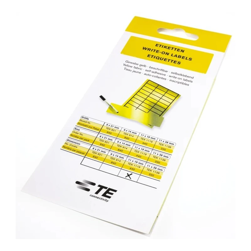 Idento Black, Yellow Adhesive Self-Laminating Label Sheet 11mm x 19mm, Pack of 440 TEK 1119