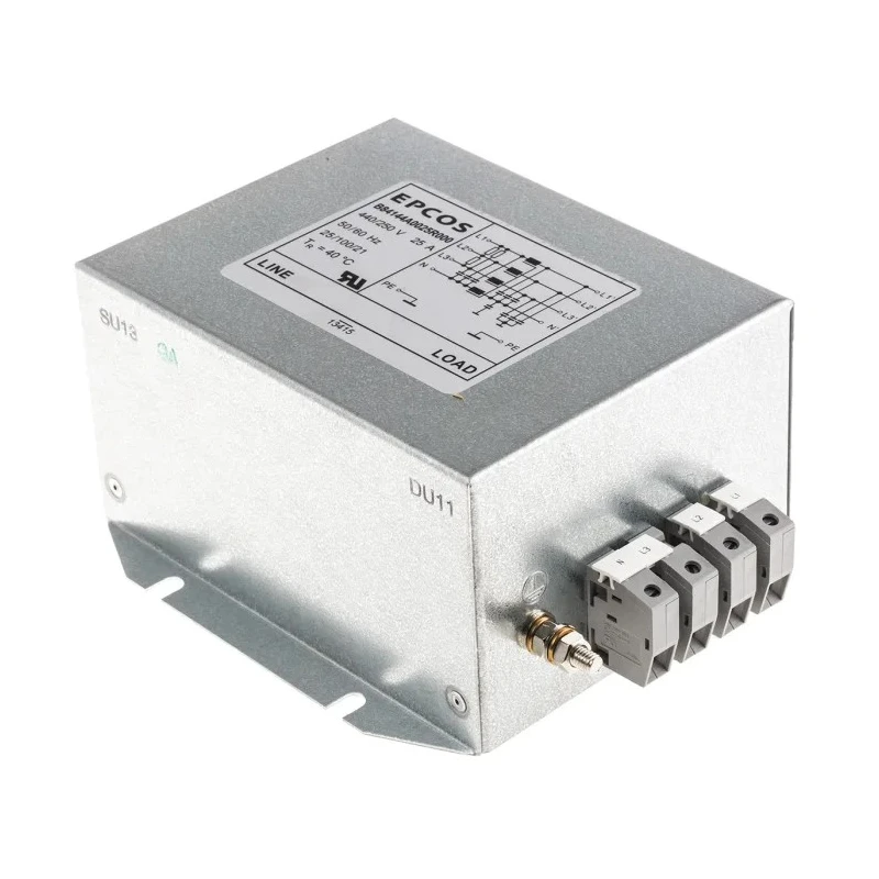 TDK Flange EMC Filter 25A 440V AC 50Hz/60Hz 3 Phase Tab Termination B84144A0025R000