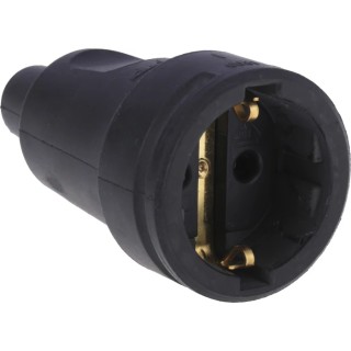 Kopp 16A 250V Europe Mains Connector Black Rubber Cable Screw Mount 180916009