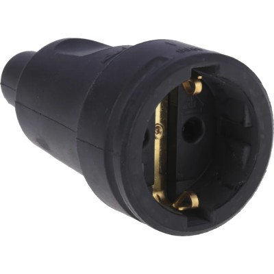 Kopp 16A 250V Europe Mains Connector Black Rubber Cable Screw Mount 180916009
