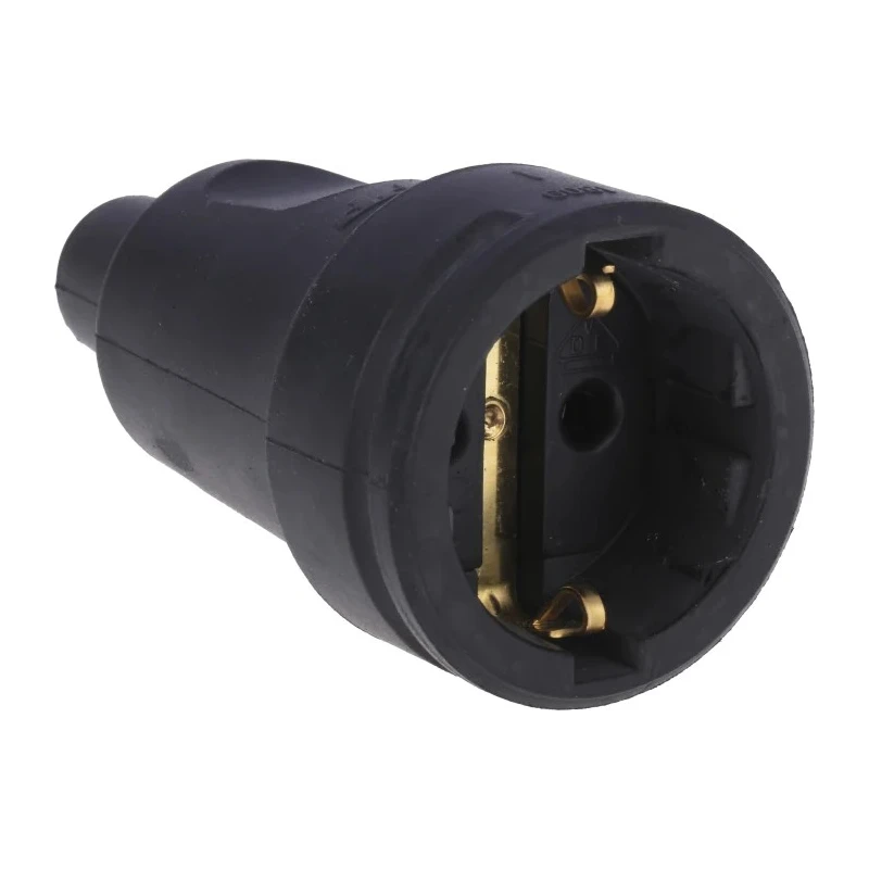 Kopp 16A 250V Europe Mains Connector Black Rubber Cable Screw Mount 180916009