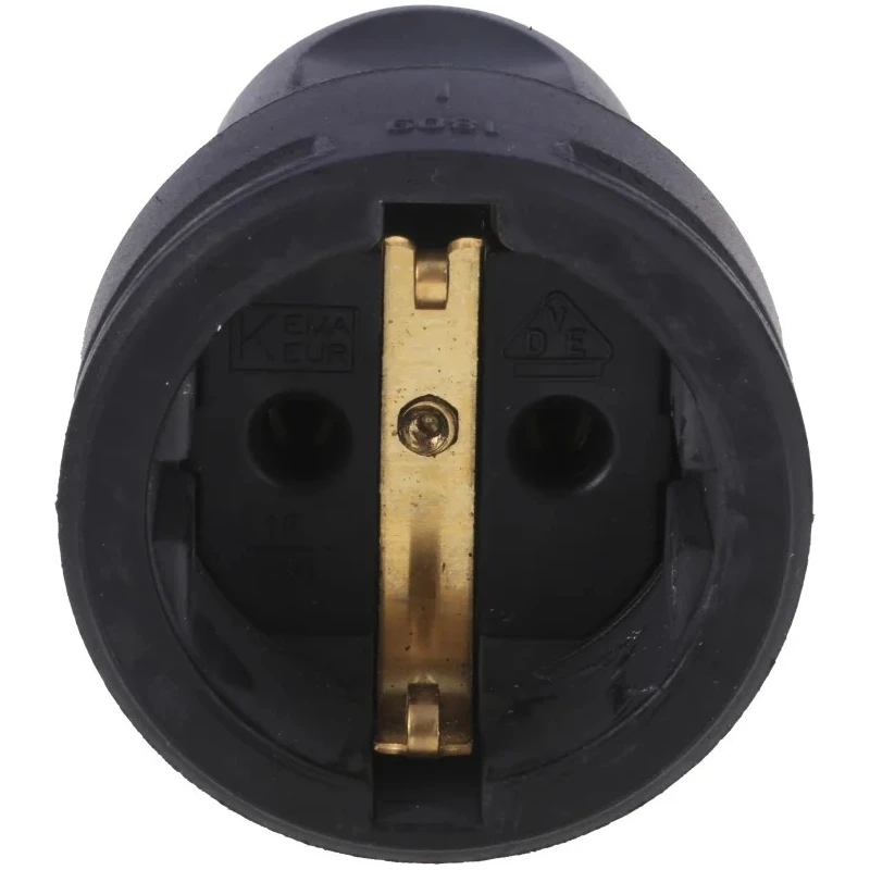 Kopp 16A 250V Europe Mains Connector Black Rubber Cable Screw Mount 180916009