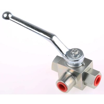 RS PRO Steel Hydraulic Ball Valve 1/4 in G Thread 3 Ports 500 bar Operating Pressure 243-1793