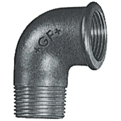 Georg Fischer Galvanised Malleable Iron Fitting 90° Elbow Male BSPT 1 in to Female BSPP 1 in 770092206