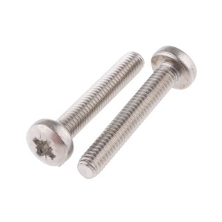 RS PRO Pozidriv Pan Stainless Steel Machine Screw M4 Thread 25 mm Length 190-535