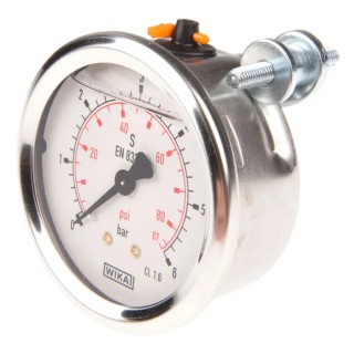 WIKA Stainless Steel Case Pressure Gauge G 1/4 Male Thread 6 bar Maximum Pressure 60°C Operating Temperature Model 7075538