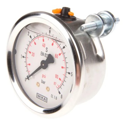 WIKA Stainless Steel Case Pressure Gauge G 1/4 Male Thread 6 bar Maximum Pressure 60°C Operating Temperature Model 7075538