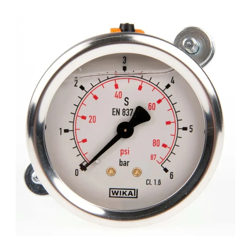 WIKA Stainless Steel Case Pressure Gauge G 1/4 Male Thread 6 bar Maximum Pressure 60°C Operating Temperature Model 7075538