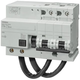 Siemens Residual Current Circuit Breaker with Overload Protection 125A Current Rating 2-Pole 30 mA Trip 5SU1324-6KK82