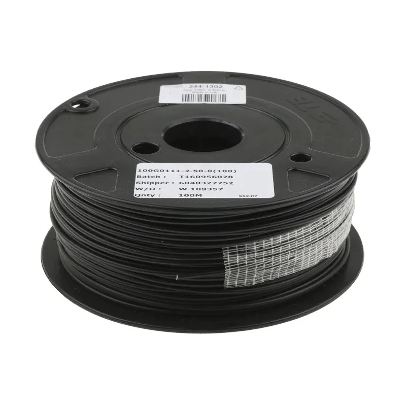 TE Connectivity 100 g Series Black Harsh Environment Wire Polymer Jacket, 100 m Length, Tinned Copper 100G0111-2.50-0