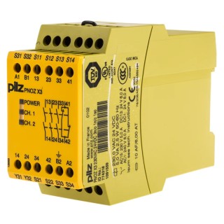 Pilz Safety Relay PNOZ X3 230V AC/DC, 24 V AC/DC, 3 Safety Contacts, 1 Auxiliary Contact 774318