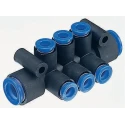 SMC Pneumatic One-Touch Fittings Manifold KM Series 10 Outlet Ports Push-in Connection Polybutylene Material KM11-08-12-10
