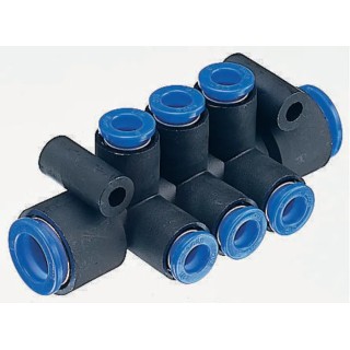 SMC Pneumatic One-Touch Fittings Manifold KM Series 10 Outlet Ports Push-in Connection Polybutylene Material KM11-08-12-10