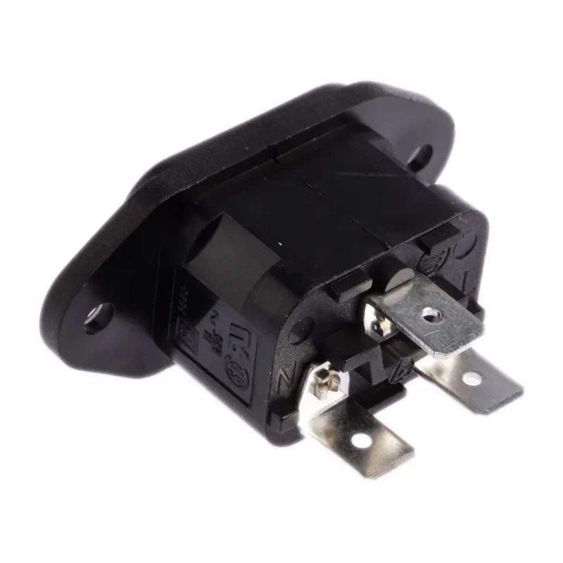 Bulgin C14 Straight Panel Mount IEC Connector, 250V, 10A, Male, Quick Connect PX0580/63