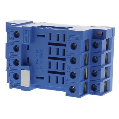 Finder 8 Way 250V AC DIN Rail Relay Socket, Screw Terminal, 12A Current, for use with 56.34 Series Relay 96.74SMA