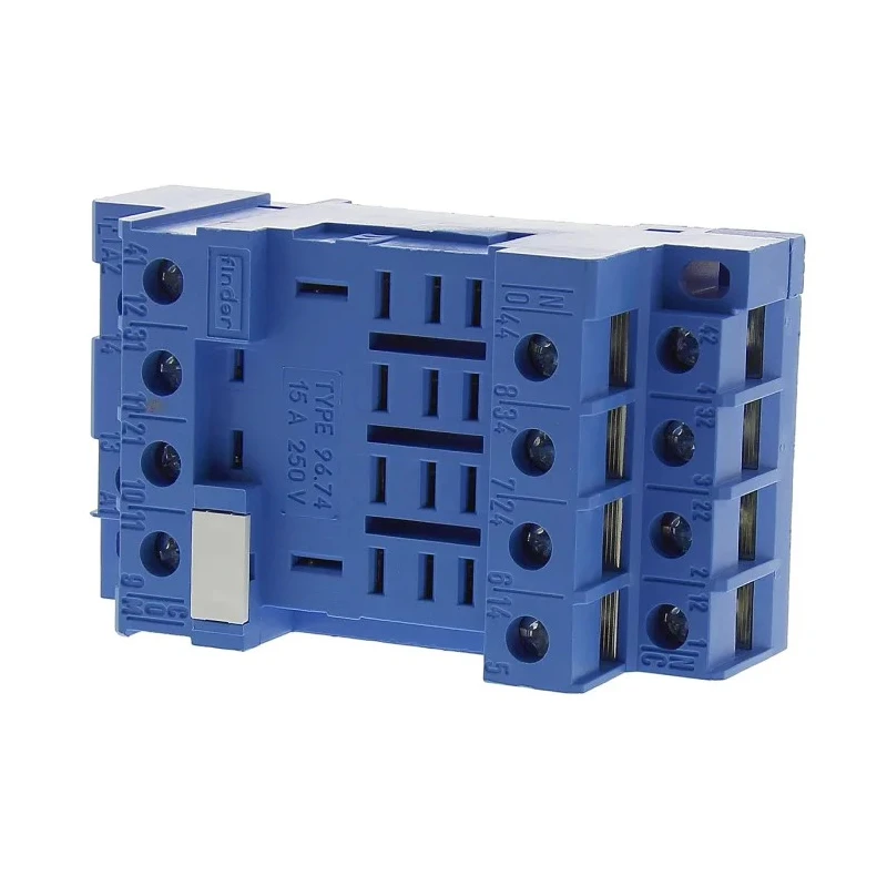 Finder 8 Way 250V AC DIN Rail Relay Socket, Screw Terminal, 12A Current, for use with 56.34 Series Relay 96.74SMA