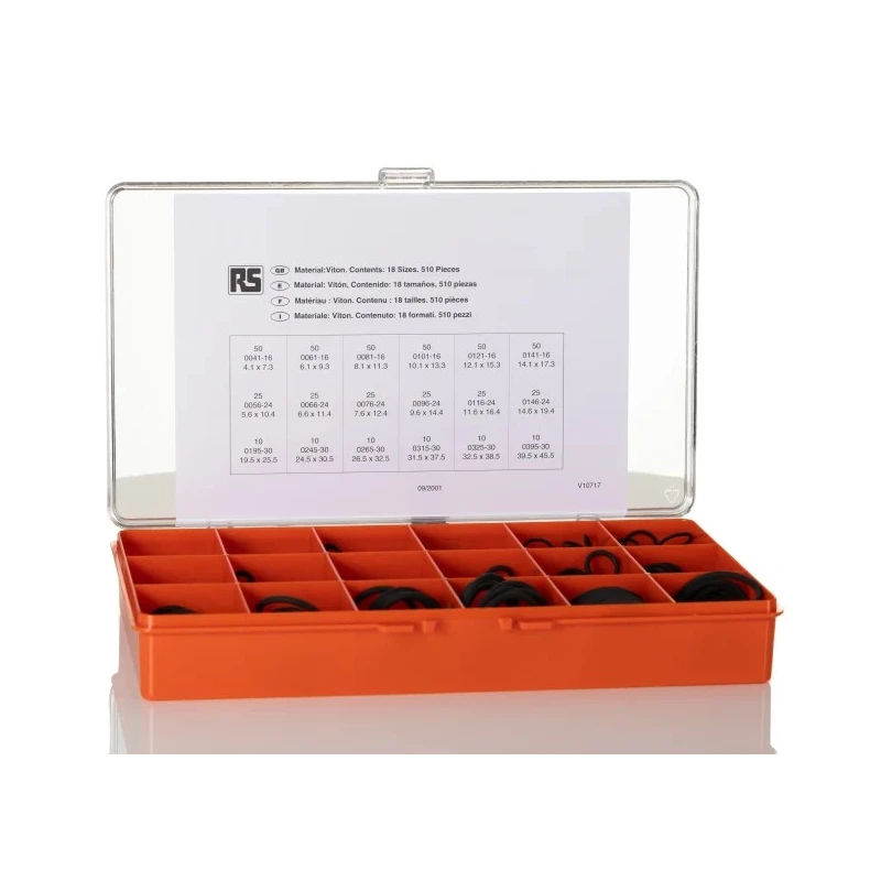 RS PRO Metric O-Ring Kit Viton, 382 Pieces, 75 Shore Hardness, Chemical Resistant FKM Material 245-9628