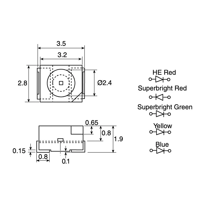 Kingbright 2.2 V Green LED PLCC 2 Surface Mount 140mA 105mW 120° Viewing Angle KA-3528SGT