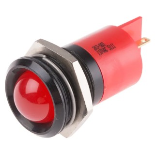 RS PRO Red Panel Mount Indicator 110V AC 6mA Solder Tab Termination IP67 Prominent 203-565