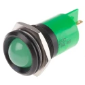 RS PRO Green Panel Mount Indicator 110V AC 6mA Solder Tab Termination IP67 Prominent Bezel 203-571