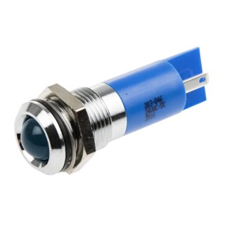RS PRO Blue Panel Mount Indicator 24V DC 17mA Silver Bezel IP67 Prominent IP67