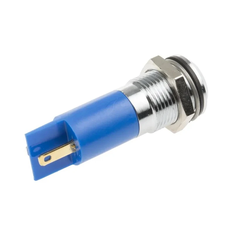 RS PRO Blue Panel Mount Indicator 24V DC 17mA Silver Bezel IP67 Prominent IP67