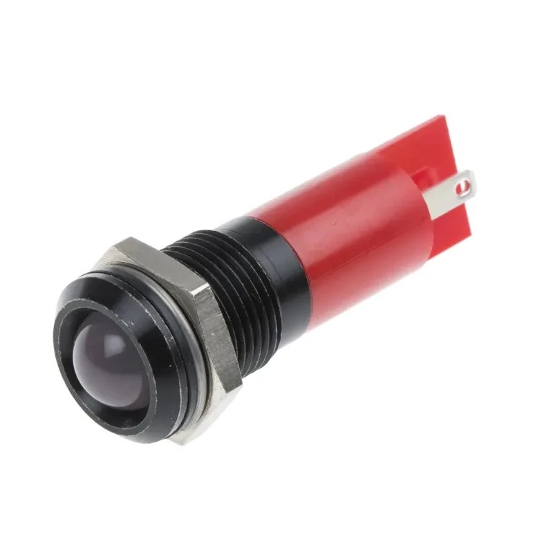 RS PRO Red Panel Mount Indicator 24 V AC/DC 20mA Solder Tab Termination IP67 Prominent Bezel 203-896