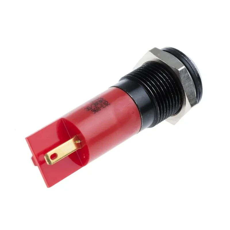 RS PRO Red Panel Mount Indicator 24 V AC/DC 20mA Solder Tab Termination IP67 Prominent Bezel 203-896