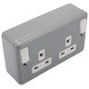 MK Electric 13A Grey 2 Gang Plug Socket Metalclad Plus Indoor USB UK French American Socket Shuttered Socket K1248-ALM