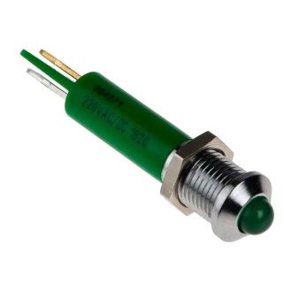 RS PRO Green Panel Mount Indicator, 230V AC, 3mA, Prominent Bezel 204-271