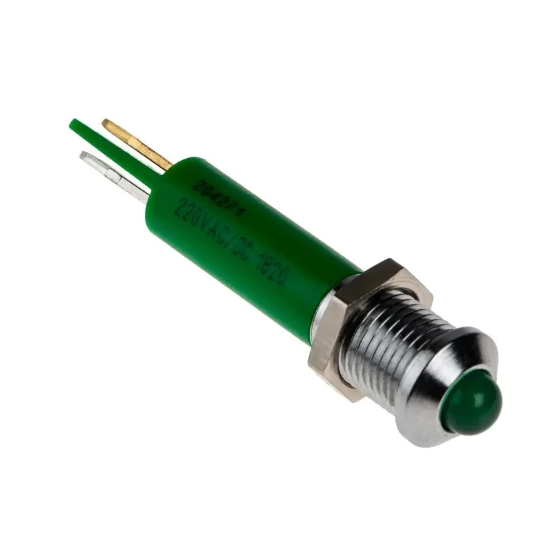 RS PRO Green Panel Mount Indicator, 230V AC, 3mA, Prominent Bezel 204-271