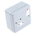 MK Electric 5A Grey 1 Gang Plug Socket Metalclad Plus Surface Mounted Shuttered K2871 ALM