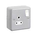 MK Electric 5A Grey 1 Gang Plug Socket Metalclad Plus Surface Mounted Shuttered K2871 ALM