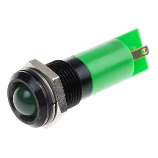 RS PRO Green Panel Mount Indicator 12V 20mA IP67 Prominent Bezel Black IP67
