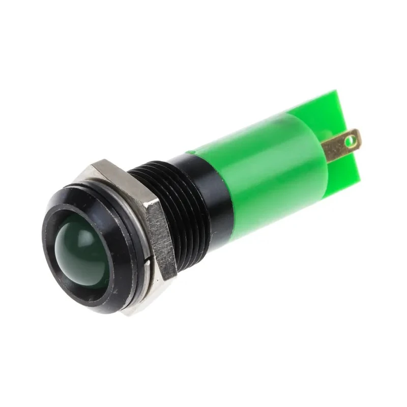 RS PRO Green Panel Mount Indicator 12V 20mA IP67 Prominent Bezel Black IP67
