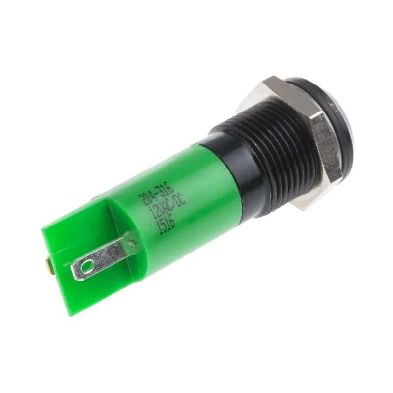 RS PRO Green Panel Mount Indicator 12V 20mA IP67 Prominent Bezel Black IP67