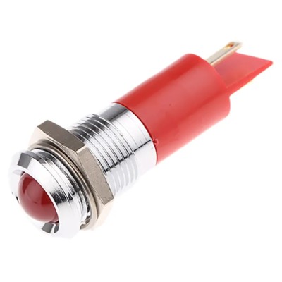 RS PRO Red Panel Mount Indicator 48V dc 65V dc 16mA Prominent Bezel 14mm Mount Hole 204-697
