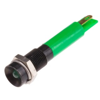 RS PRO Green Panel Mount Indicator 12V dc 20mA Solder Tab Termination Recessed Bezel 204-798