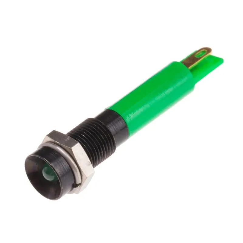 RS PRO Green Panel Mount Indicator 12V dc 20mA Solder Tab Termination Recessed Bezel 204-798