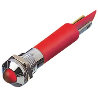 RS PRO Red Panel Mount Indicator, 110V AC, 6mA, Silver Bezel, Solder Tab Termination, Prominent Bezel 205-218